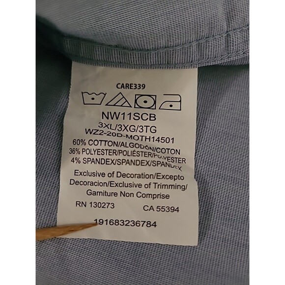 Wrangler Shirt Mens 3XL Outdoor Regular Fit Blue Button Snap Short Sleeve Vent - Picture 8 of 8